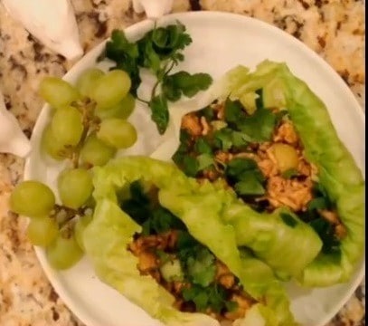 Spicy Chicken Lettuce Cups with Sun World Superior Seedless Grapes