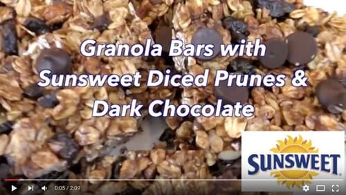 Granola Bars with Sunsweet Diced Prunes and Dark Chocolate