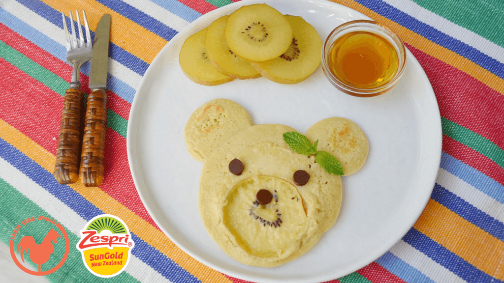 Zespri SunGold Kiwi Bear Face Pancakes