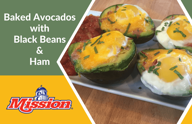 Baked Avocados with Black Beans and Ham