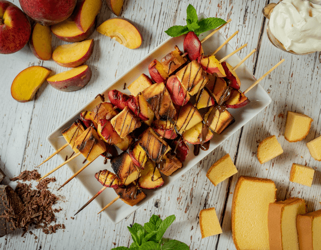 Grilled Brandt Peach Pound Cake Kabobs