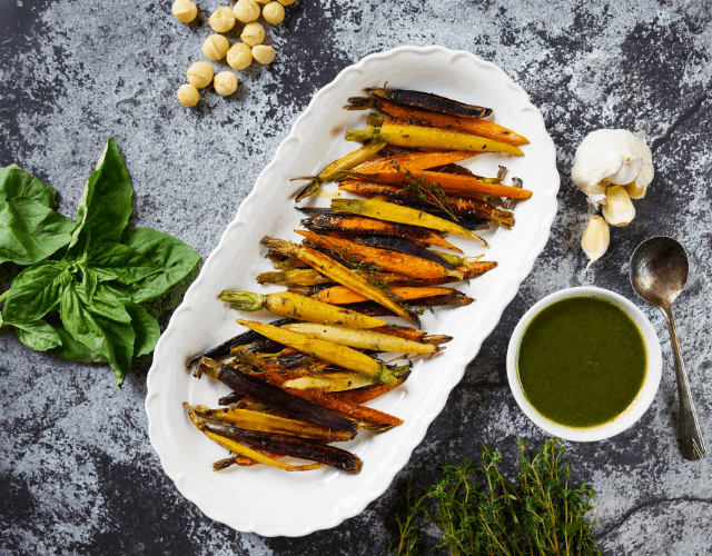 Rainbows with Carrot Top Pesto