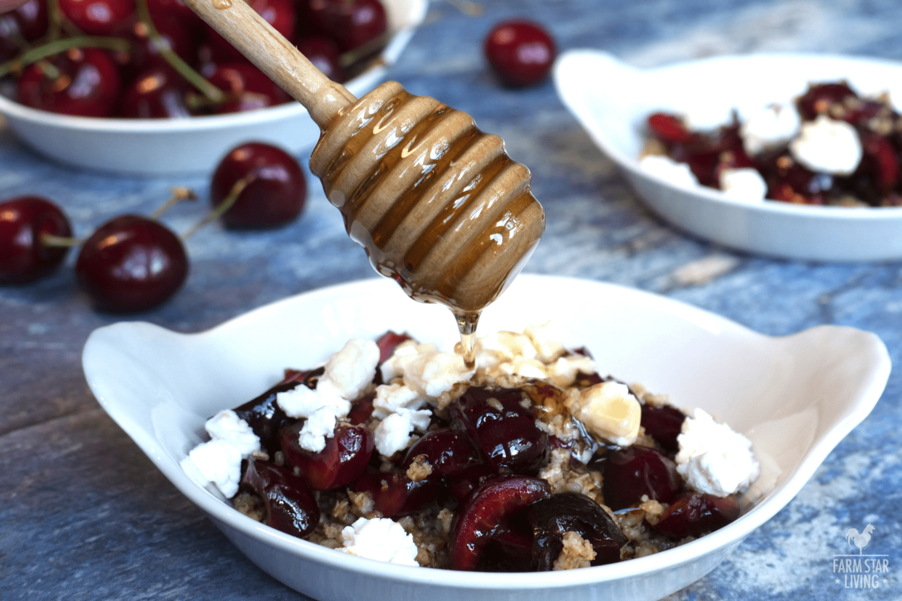 Fresh Cherry Crumble with Goat Cheese and Honey